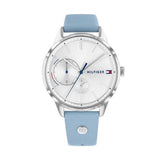 Tommy Hilfiger Brooke Silver Dial Blue Leather Strap Watch for Women - 1782023