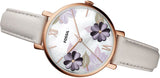 Fossil Jacqueline Mother of Pearl Dial Grey Leather Strap Watch for Women - ES4672