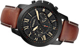 Fossil Grant Chronograph Black Dial Brown Leather Strap Watch for Men - FS5241