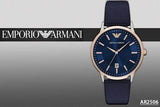 Emporio Armani Renato Analog Blue Dial Black Leather Strap Watch For Men - AR2506