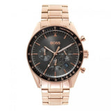 Hugo Boss Trophy Grey Dial Rose Gold Steel Strap Watch for Men - 1513632