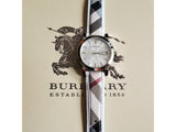 Burberry The City Silver Dial Brown Leather Strap Watch for Women - BU9136