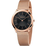 Calvin Klein Minimal Black Dial Rose Gold Mesh Bracelet Watch for Women - K3M2262Y