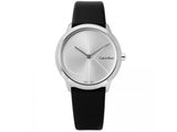 Calvin Klein Minimal Silver Dial Black Leather Strap Watch for Men - K3M221CY