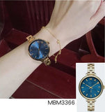 Marc Jacobs Sally Blue Dial Gold Stainless Steel Strap Watch for Women - MBM3366