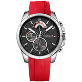 Tommy Hilfiger Decker Quartz Black Dial Red Rubber Strap Watch for Men - 1791351