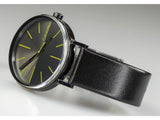 Calvin Klein Boost Black Dial Black Leather Strap Watch for Men - K7Y214CL