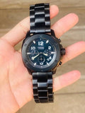 Fossil Machine Chronograph Black Dial Black Steel Strap Watch for Men - FS4927