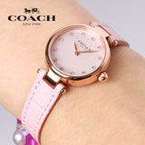 Coach Hayley Mother of Pearl Pink Dial Pink Leather Strap Watch for Women - 14503537