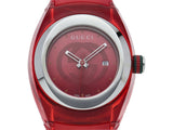 Gucci Sync Quartz Red Dial Red Rubber Strap Watch For Women - YA137303