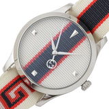 Gucci G Timeless Quartz White Dial Two Tone NATO Strap Watch For Men - YA1264071