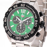 Tag Heuer Formula 1 Quartz Chronograph Green Dial Silver Steel Strap Watch for Men - CAZ101AP.BA0842