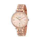 Fossil Jacqueline Rose Gold Dial Rose Gold Steel Strap Watch for Women - ES3546