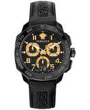 Versace Dylos Chronograph Black Dial Black Rubber Strap Watch for Men - VQC020015