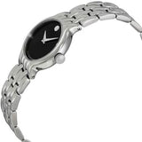 Movado Veturi Quartz Black Dial Silver Steel Strap Watch for Women - 0606338