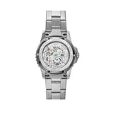 Fossil FB-01 Automatic Skeleton Black Dial Silver Steel Strap Watch for Men - ME3190