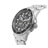 Fossil FB-01 Automatic Skeleton Black Dial Silver Steel Strap Watch for Men - ME3190