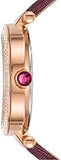 Michael Kors Parker Rose Gold Dial Maroon Leather Strap Watch For Women - MK2974