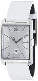 Calvin Klein Window White Dial White Leather Strap Watch for Men - K2M21120