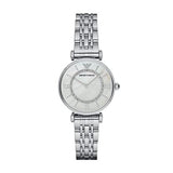 Emporio Armani Gianni T-Bar Mother of Pearl Dial Silver Stainless Steel Watch For Women - AR1908