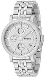 Fossil Boyfriend Chronograph Silver Dial Silver Steel Strap Watch for Women - ES2198