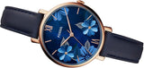 Fossil Jacqueline Blue Dial Blue Leather Strap Watch for Women - ES4673