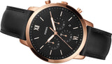 Fossil Neutra Chronograph Black Dial Black Leather Strap Watch for Men - FS5381