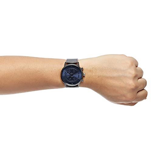Hugo Boss Architectural Chronograph Blue Dial Grey Steel Strap Watch for Men - 1513574