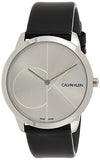 Calvin Klein Minimal Silver Dial Black Leather Strap Watch for Men - K3M221CY