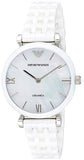 Emporio Armani Giannti T Bar Quartz Mother of Pearl Dial White Steel Strap Watch For Women - AR1485