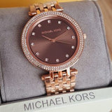 Michael Kors Darci Brown Dial Rose Gold Stainless Steel Strap Watch for Women - MK3217