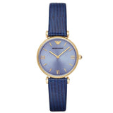 Emporio Armani Gianni T Bar Blue Dial Blue Leather Strap Watch For Women - AR1875