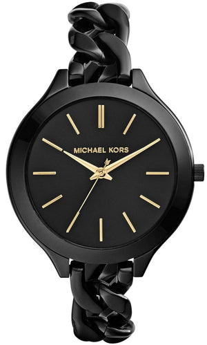 Michael Kors Slim Runway Black Dial Black Steel Strap Watch for Women - MK3317