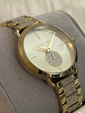 Michael Kors Portia Three-Hand Crystals Gold Dial Gold Steel Strap Watch for Women - MK4602