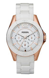 Fossil Ceramic Multifunction White Dial White Steel Strap Watch for Women - CE1006