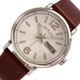 Marc Jacobs Fergus White Dial Brown Leather Strap Watch for Women - MBM8649