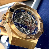 Maserati Automatic Skeleton Dial Rose Gold Blue Leather Strap Watch For Men - R8821108022