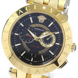 Versace V-Race Quartz Black Dial Gold Steel Strap Watch For Men - VEBV00519