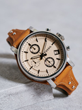 Fossil Original Boyfriend Sport Chronograph Beige Dial Brown Leather Strap Watch for Women - ES4046