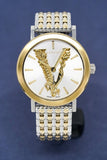 Versace Virtus Quartz White Dial Two Tone Steel Strap Watch for Women - VEHC00719