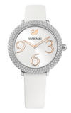 Swarovski Crystal Frost Silver Dial White Leather Strap Watch for Women - 5484070