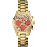 Guess Mini Sunrise Quartz Analog Orange Dial Gold Steel Strap Watch For Women - W0448L7