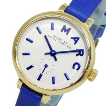 Marc Jacobs Sally White Dial Blue Leather Strap Watch for Women - MBM1354