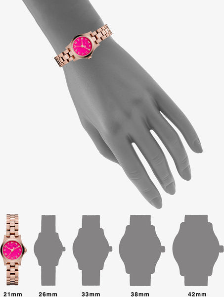 Marc Jacobs Henry Dinky Pink Dial Rose Gold Steel Strap Watch for Women - MBM3203