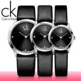 Calvin Klein Minimal Black Dial Black Leather Strap Watch for Men - K3M221CS