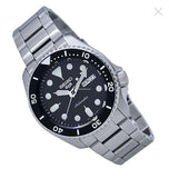 Seiko 5 Sports Automatic Day Date Black Dial Silver Steel Strap Watch for Men - SRPD55K1