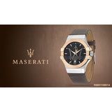 Maserati Potenza Black Dial Brown Leather Strap Watch For Men - R8851108014