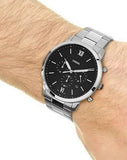 Fossil Neutra Chronograph Black Dial Silver Steel Strap Watch for Men - FS5384