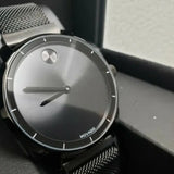 Movado Bold Black Dial Black Mesh Bracelet Watch For Men - 3600261