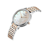 Emporio Armani Gianni T Bar Mother of Pearl Dial Two Tone Steel Strap Watch For Women - AR2508